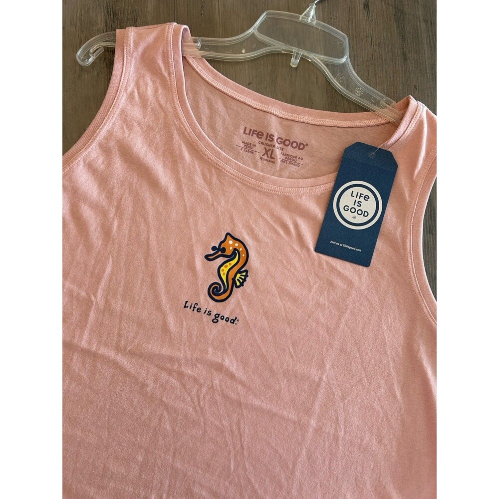 NEW! Life is Good Seahorse Pink High-Crusher Tank Women’s Size XL